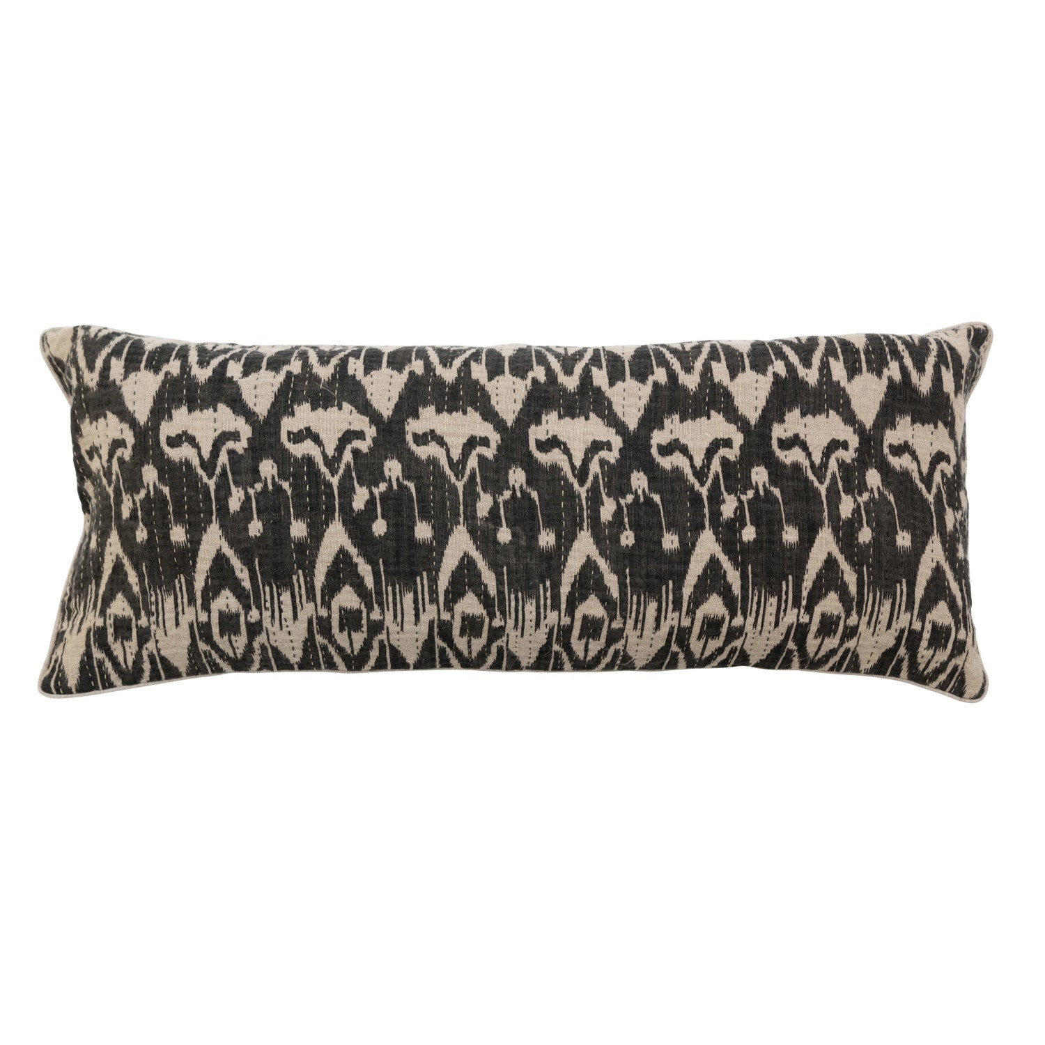 Lumbar Pillow w/ Ikat Embroidery