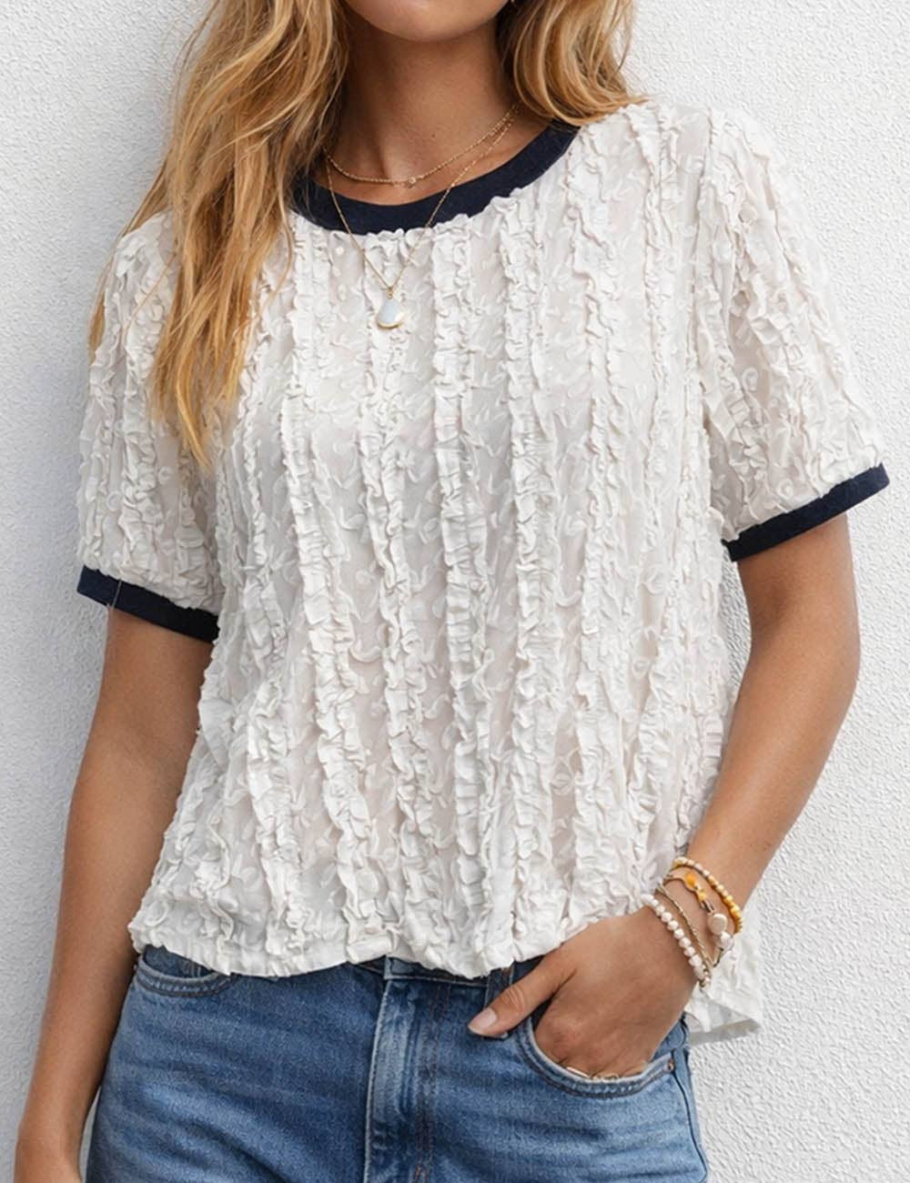 Ivory Crinkle Top