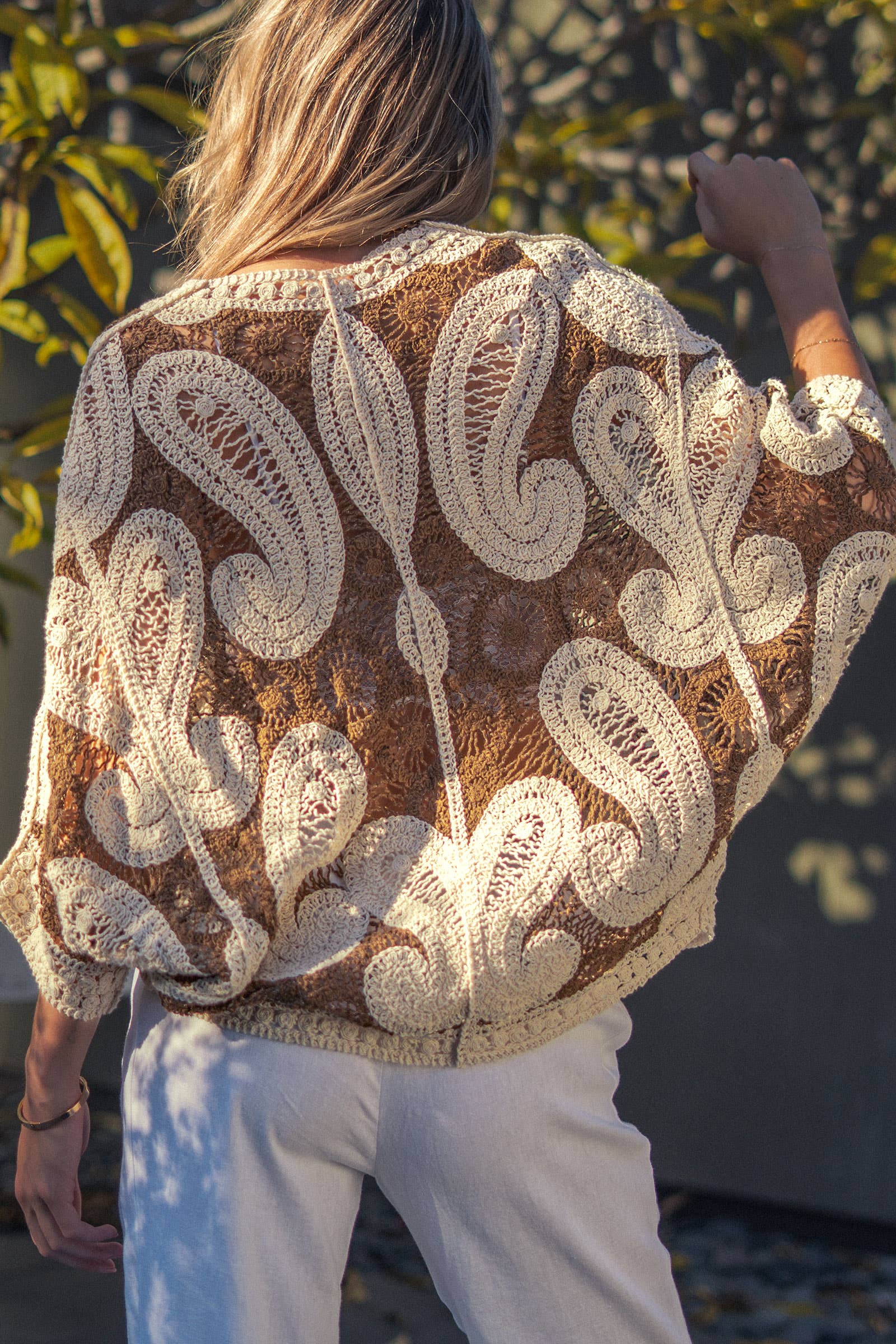 Paisley Crochet Knit Cardigan