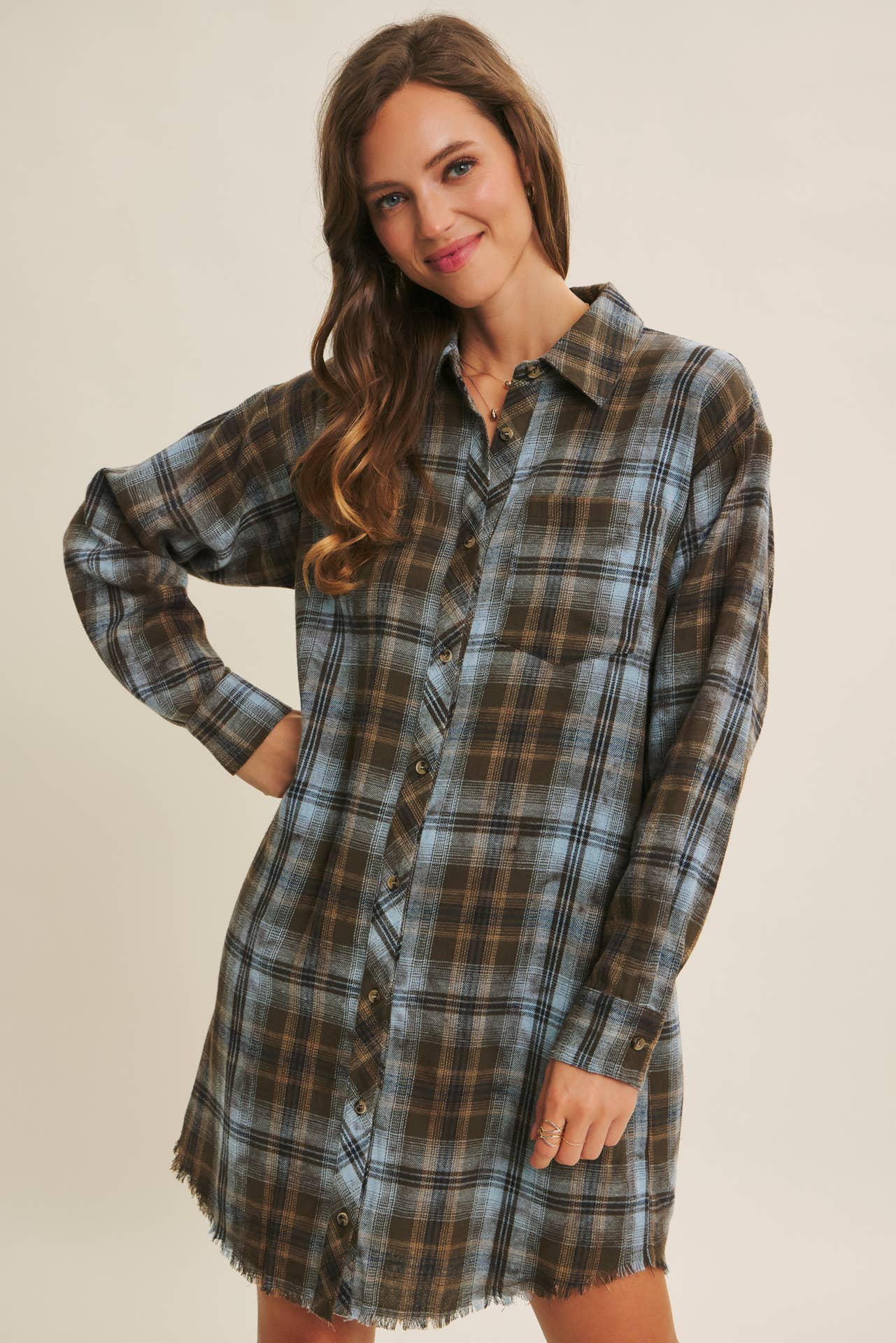 Mineral Wash Plaid Dress