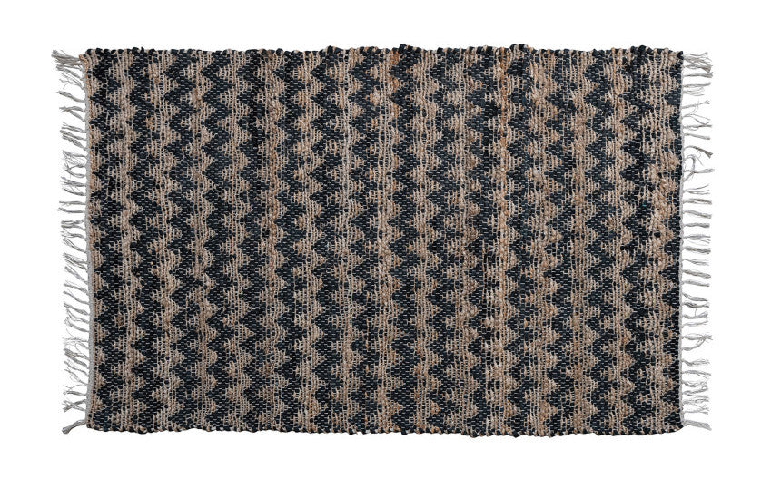 Woven Cotton Chindi & Leather Rug