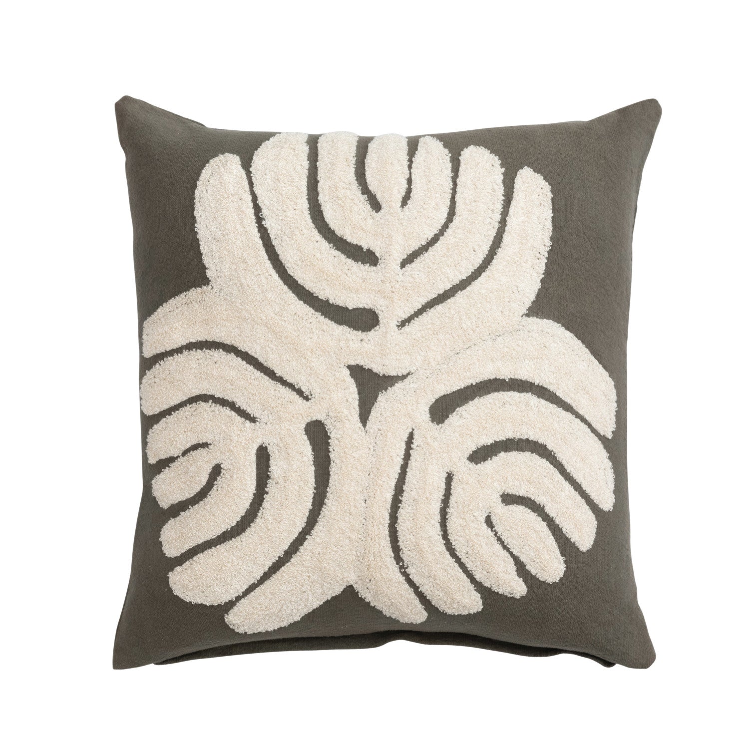 Cotton Slub Pillow w/Embroidery, Down Fill