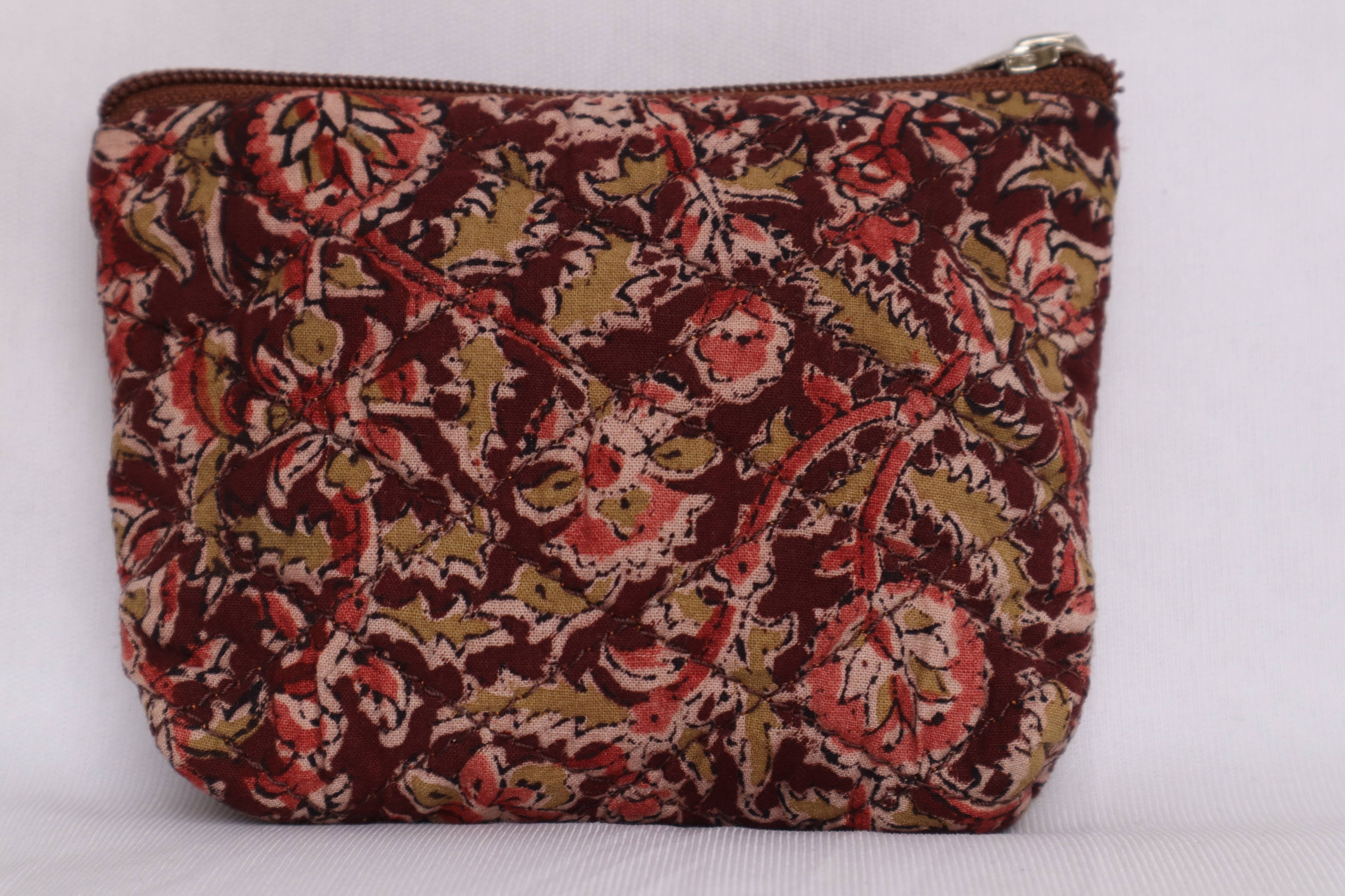 Zipper Pouch - Brown Flowers