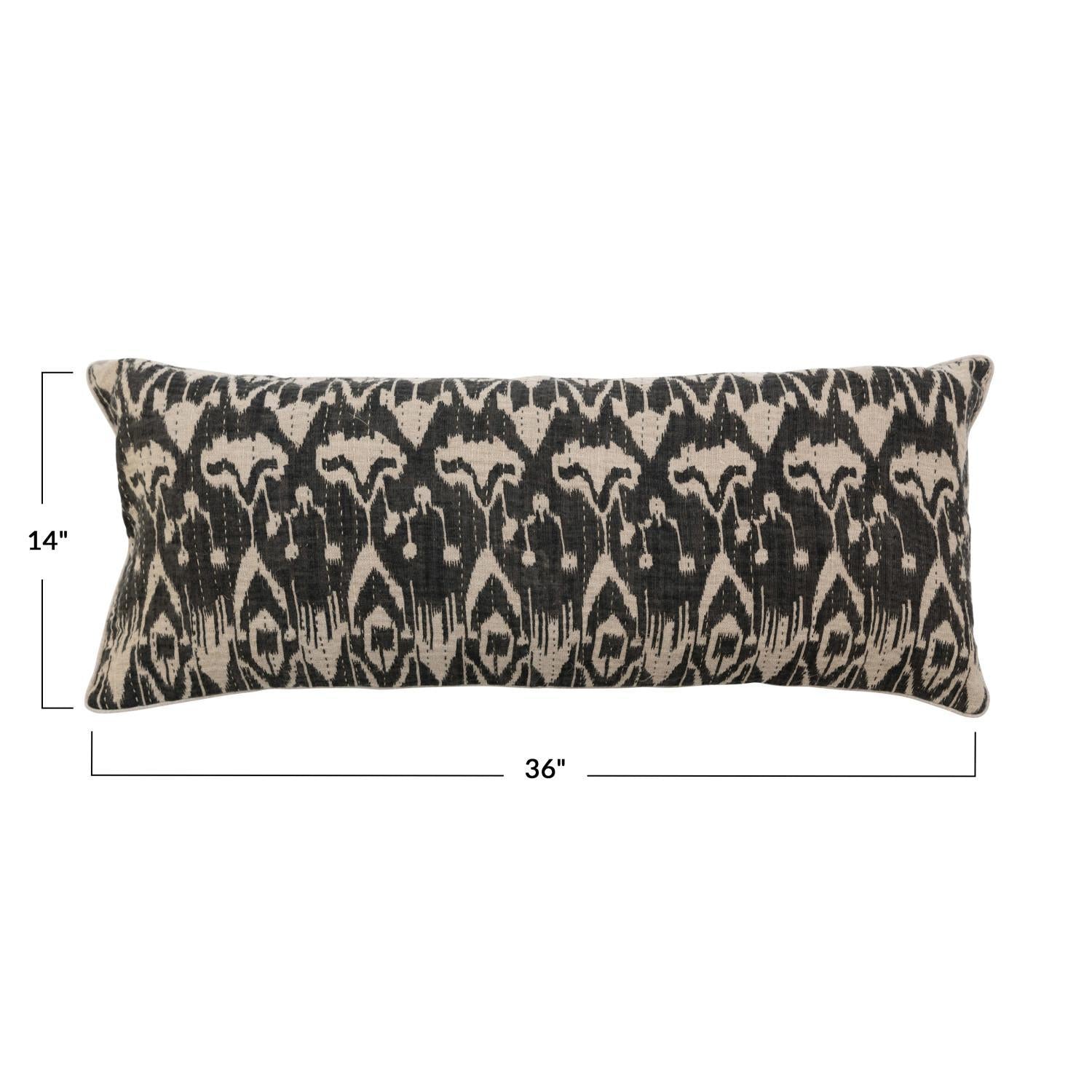 Lumbar Pillow w/ Ikat Embroidery