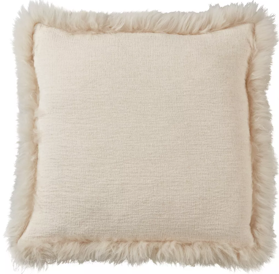 Lamb Fur Border Linen Pillow - Natural