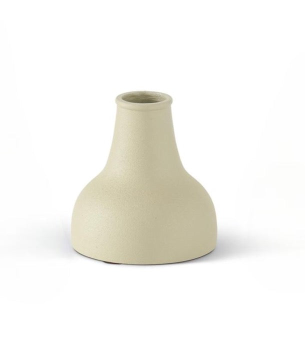 4.25” Textured Ivory Metal Long Neck Vase