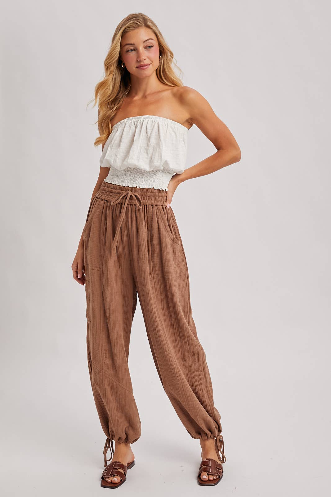 Gauzy Harem Drawstring Pants
