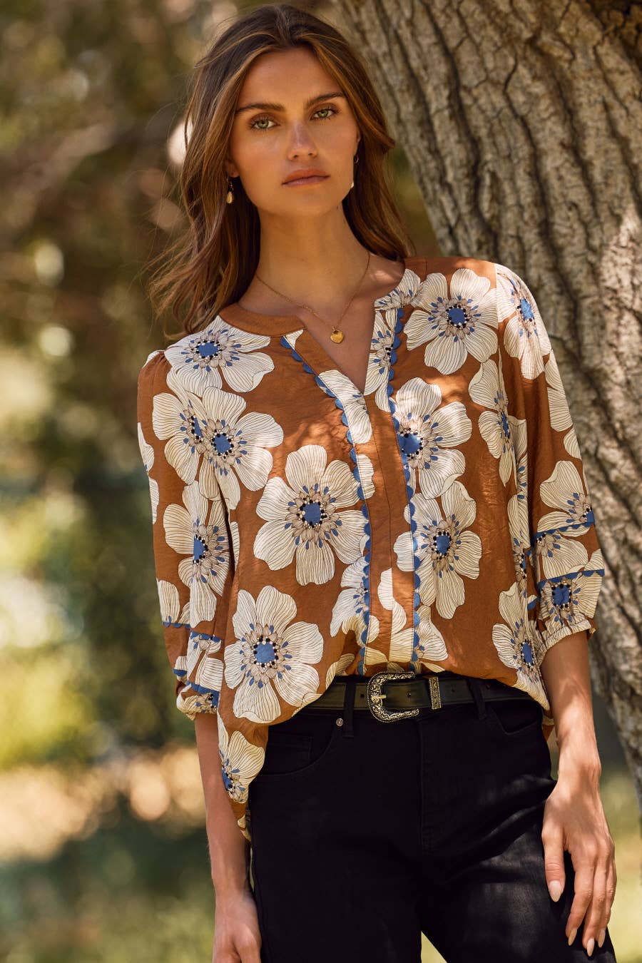 Floral 3/4 Sleeve Blouse