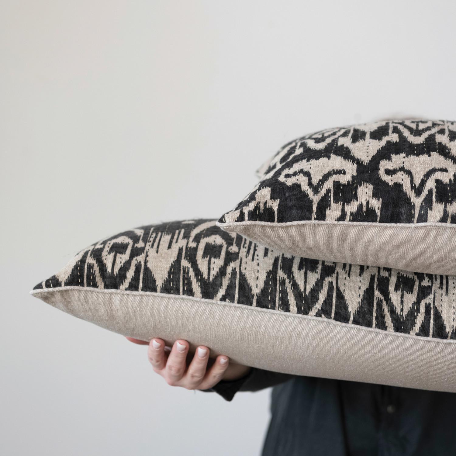 Lumbar Pillow w/ Ikat Embroidery