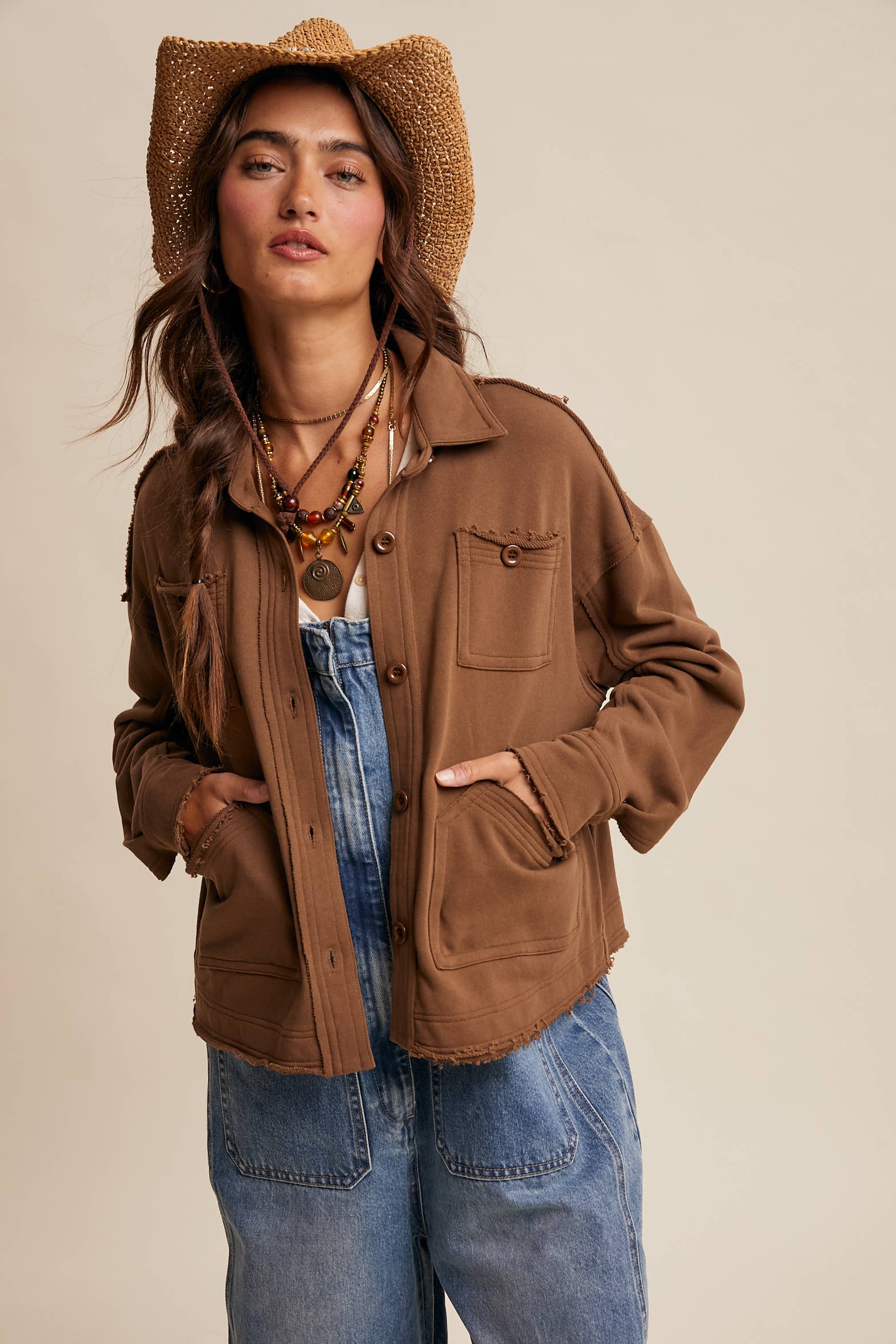 Washed Knit Utility Shacket