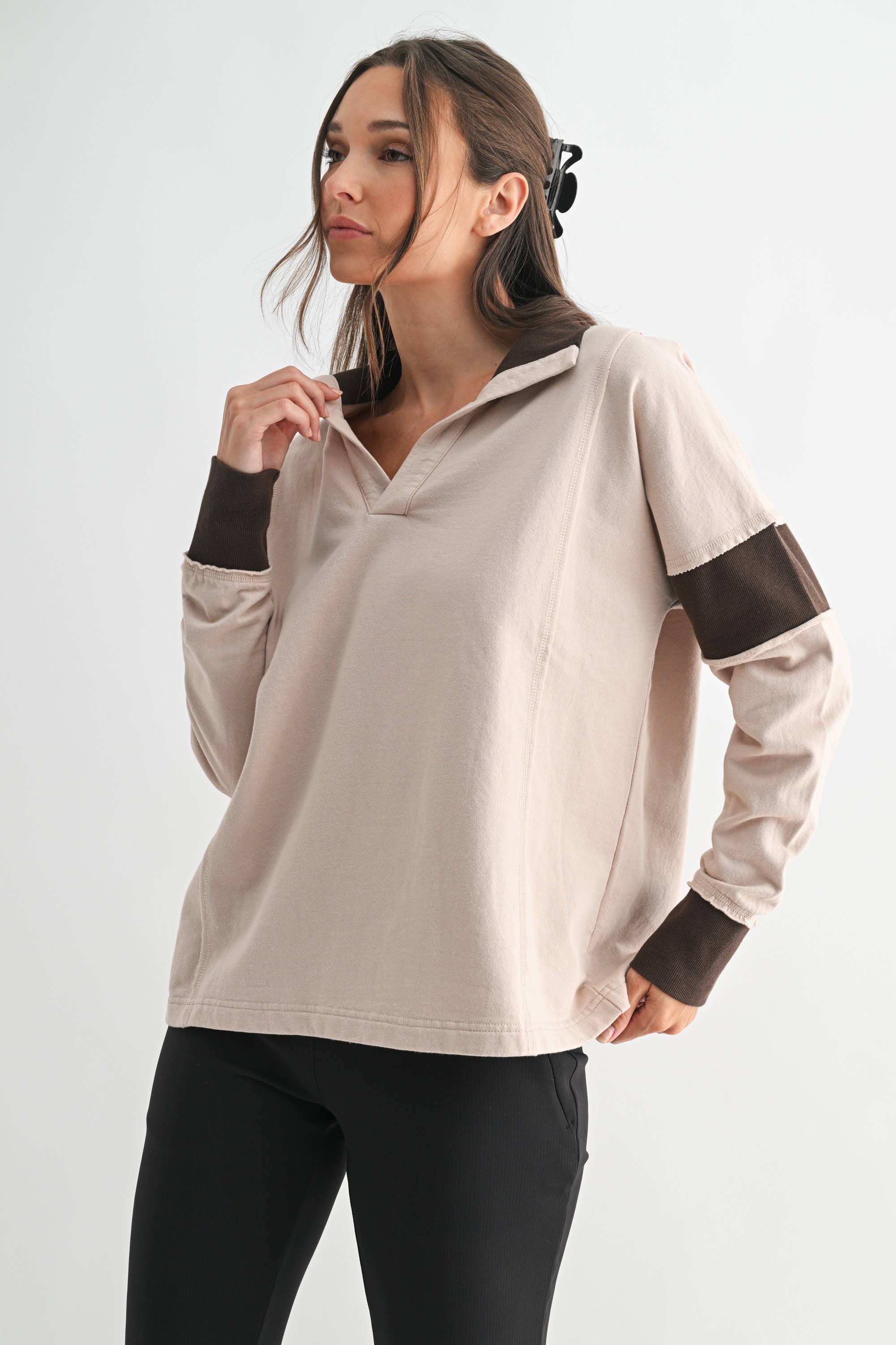 Contrast Collared Top