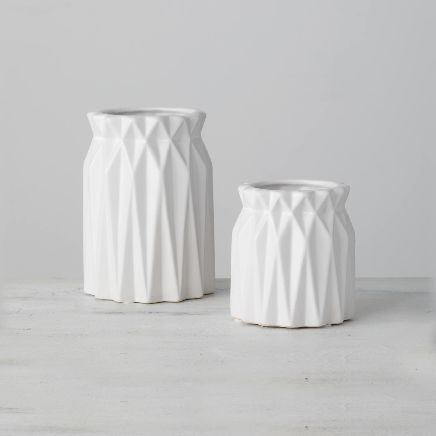 Geometric White Vases