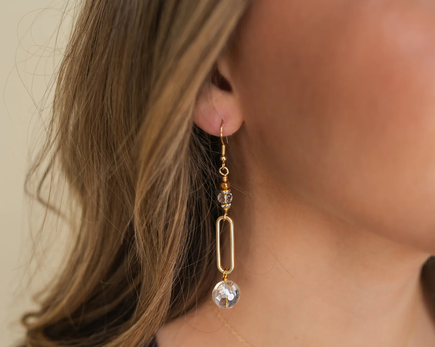 Gold and Crystal Dangle Earrings
