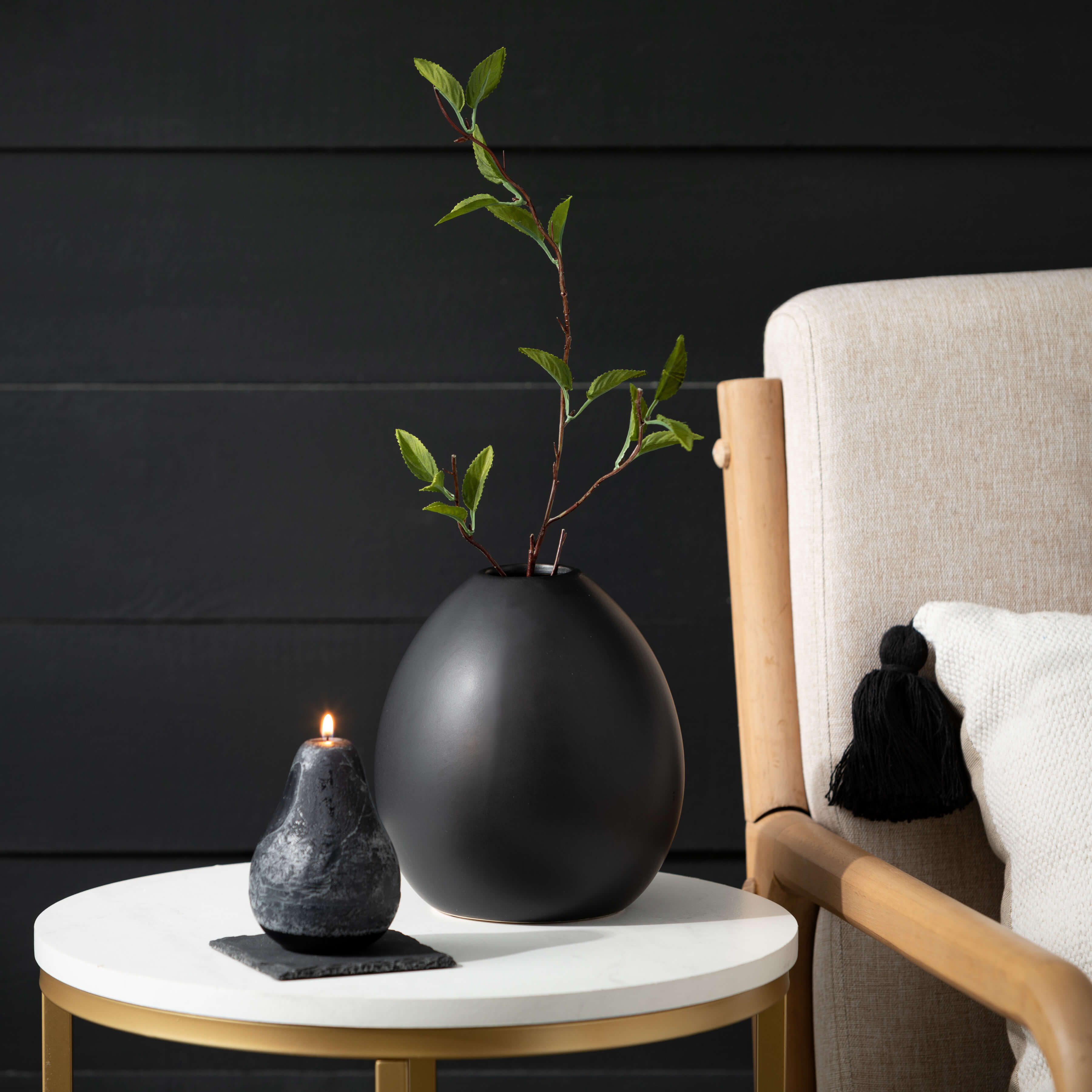 Matte Black Oval Vase