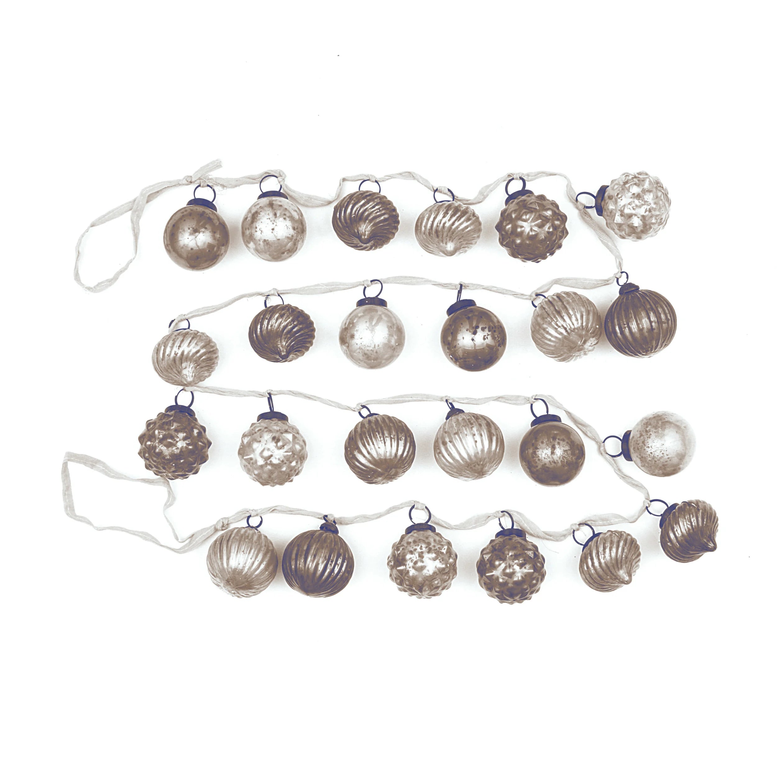 Mercury Glass Ornament Garland - Cream