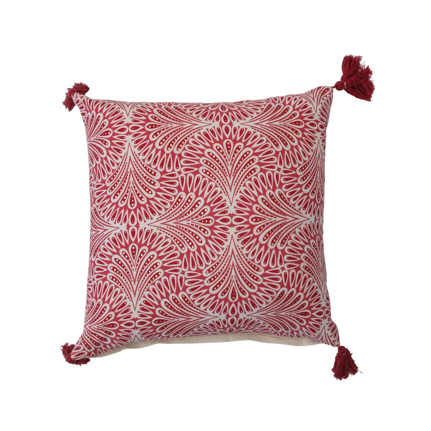 Red Patterened Pillow w/ Tassels