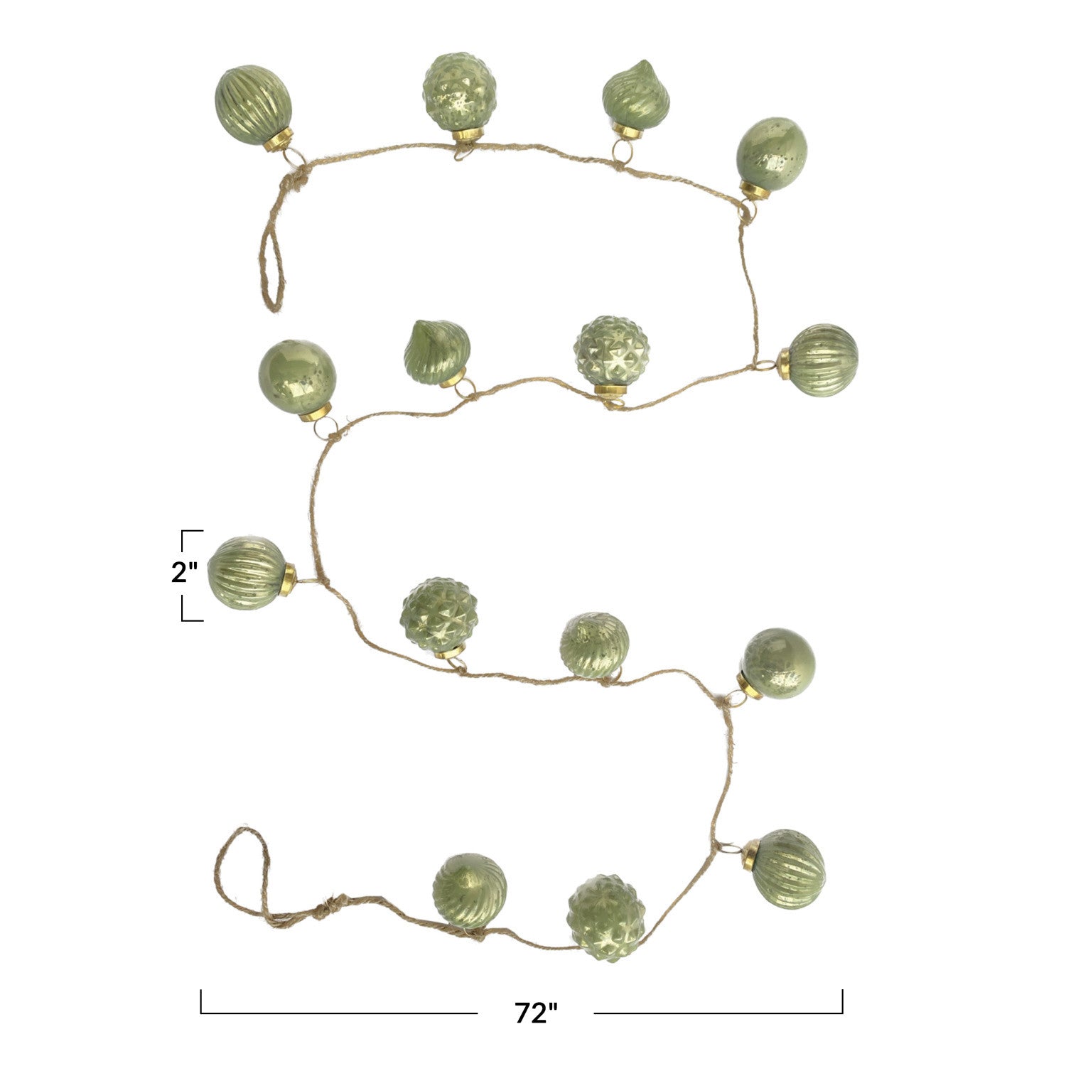 Mercury Glass Ornament Garland - Olive Green