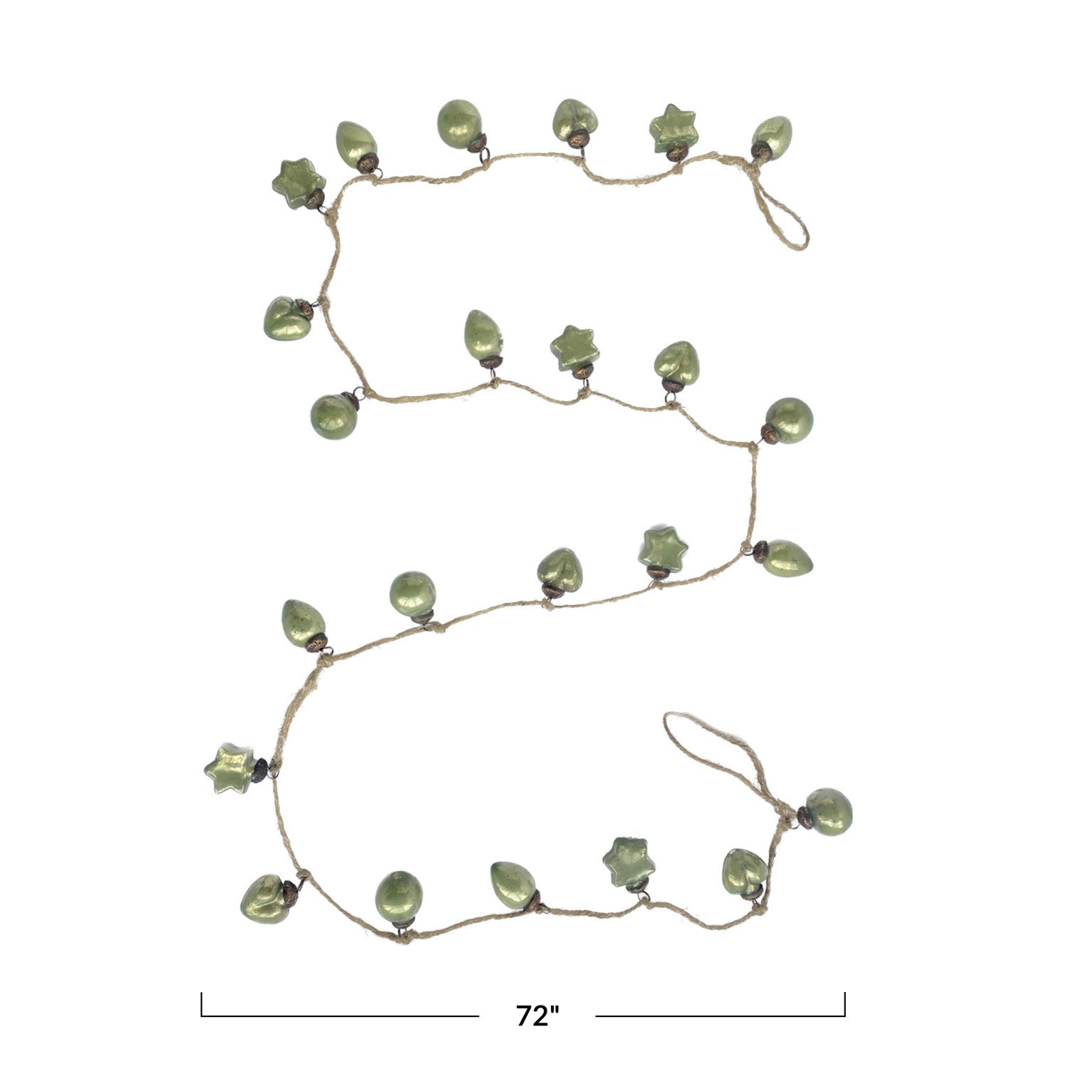 Mercury Glass Ornament Garland - Olive Green