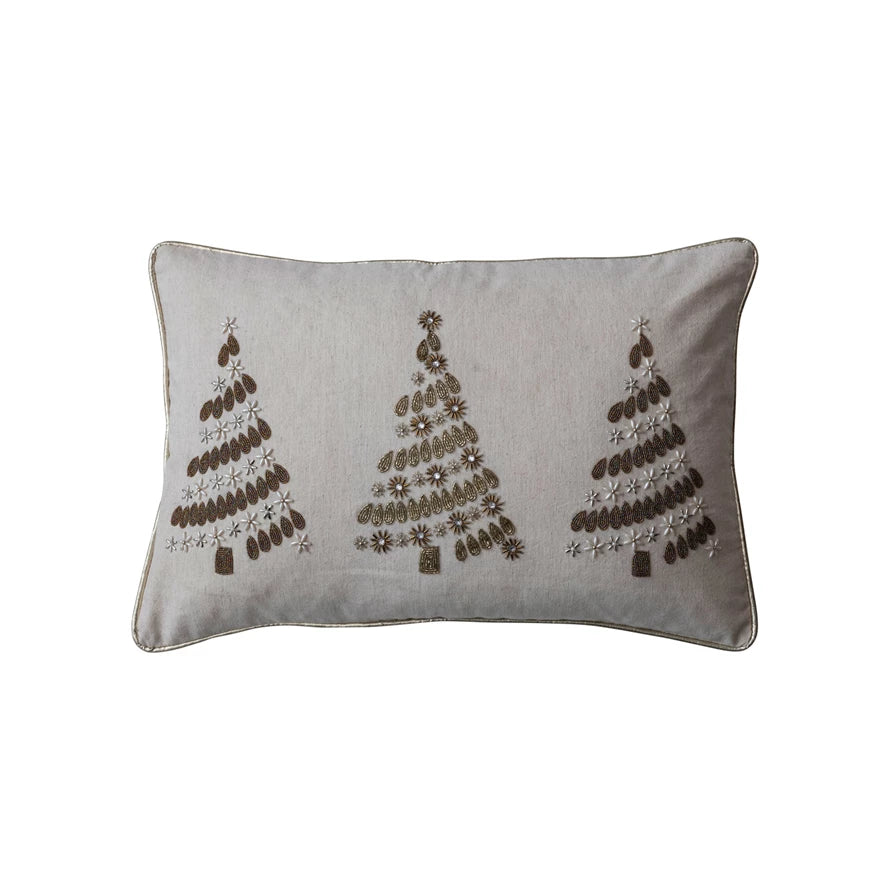 Beaded Christmas Tree Pillow