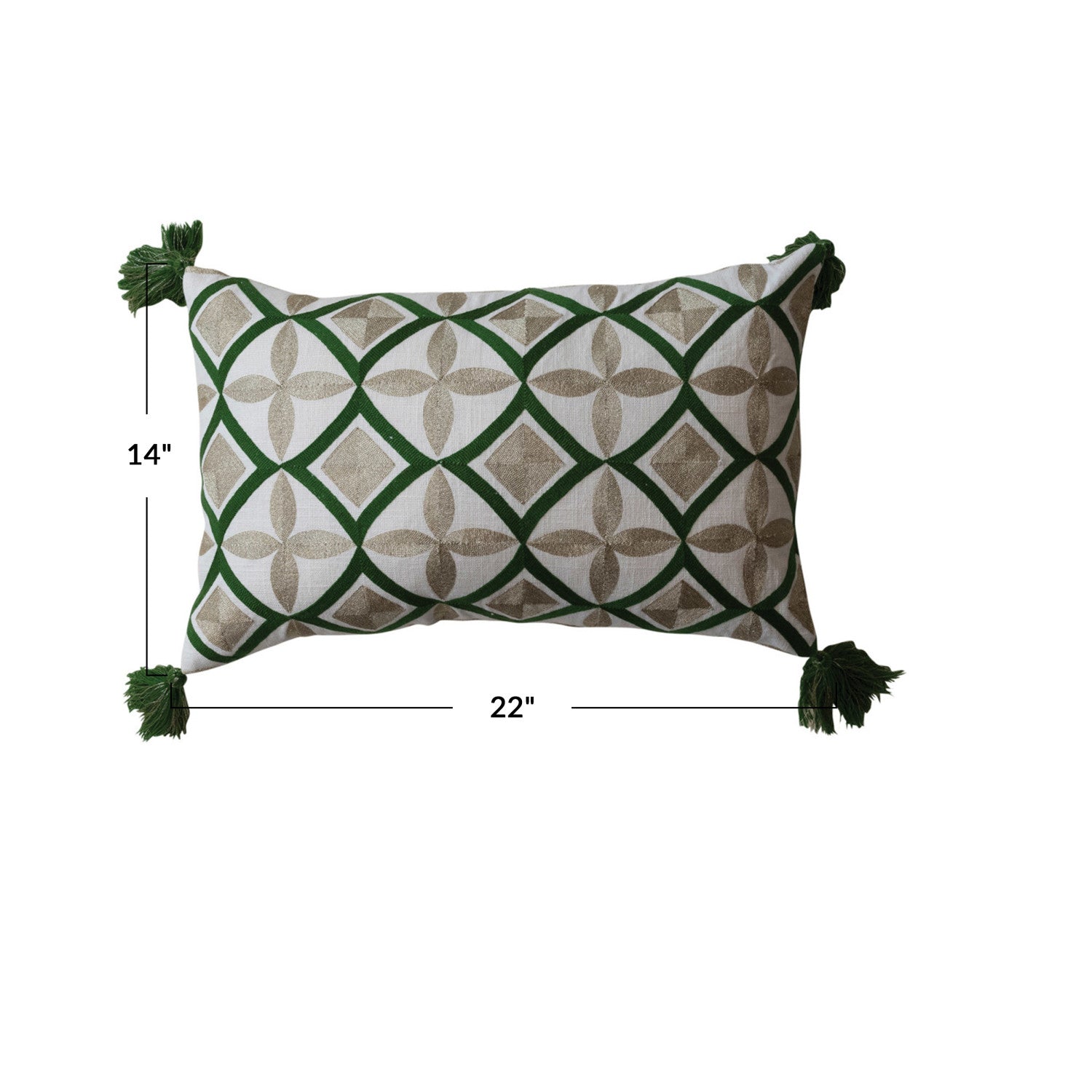 Embroidered Green & Gold Pillow