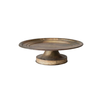17-1/2" Round x 4-3/4"H Metal Pedestal, Antique Brass Finish